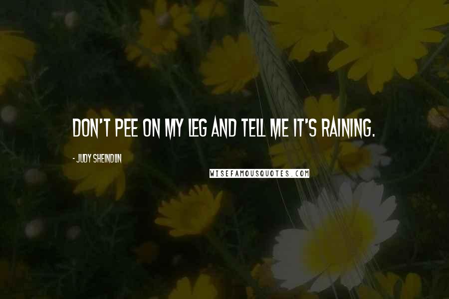 Judy Sheindlin Quotes: Don't pee on my leg and tell me it's raining.