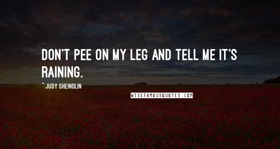 Judy Sheindlin Quotes: Don't pee on my leg and tell me it's raining.