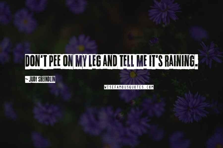 Judy Sheindlin Quotes: Don't pee on my leg and tell me it's raining.