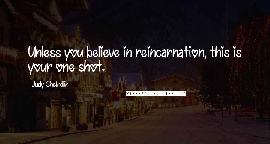 Judy Sheindlin Quotes: Unless you believe in reincarnation, this is your one shot.