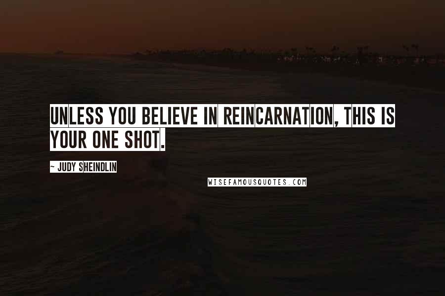 Judy Sheindlin Quotes: Unless you believe in reincarnation, this is your one shot.