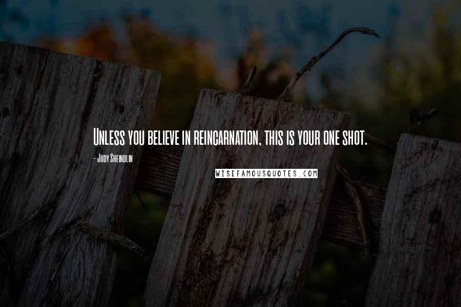 Judy Sheindlin Quotes: Unless you believe in reincarnation, this is your one shot.