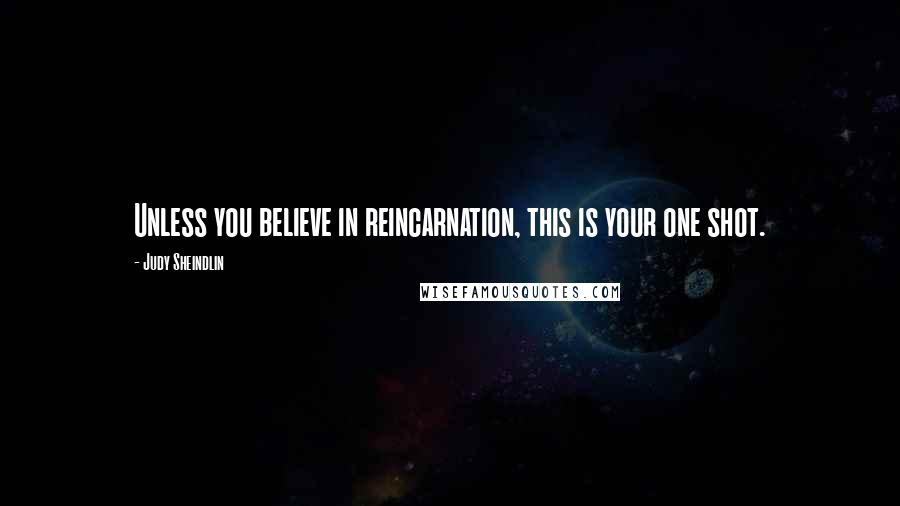 Judy Sheindlin Quotes: Unless you believe in reincarnation, this is your one shot.