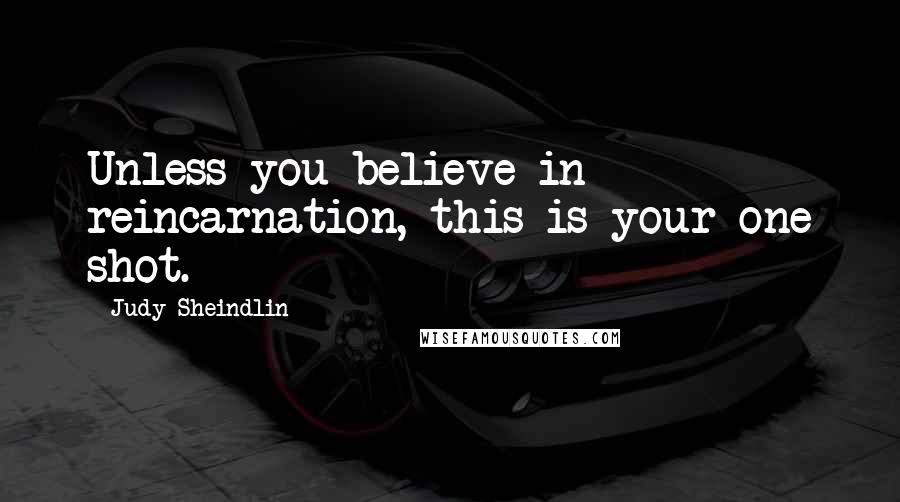 Judy Sheindlin Quotes: Unless you believe in reincarnation, this is your one shot.
