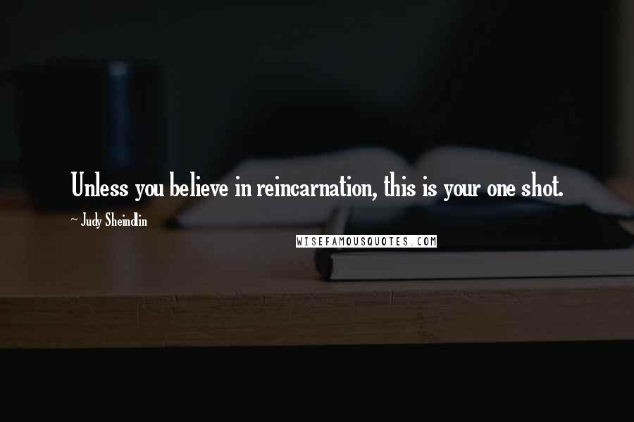 Judy Sheindlin Quotes: Unless you believe in reincarnation, this is your one shot.