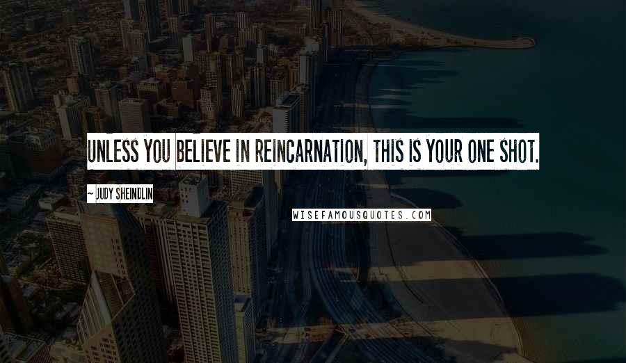 Judy Sheindlin Quotes: Unless you believe in reincarnation, this is your one shot.