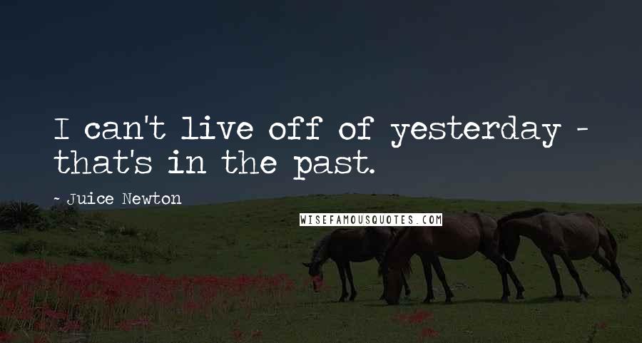 Juice Newton Quotes: I can't live off of yesterday - that's in the past.