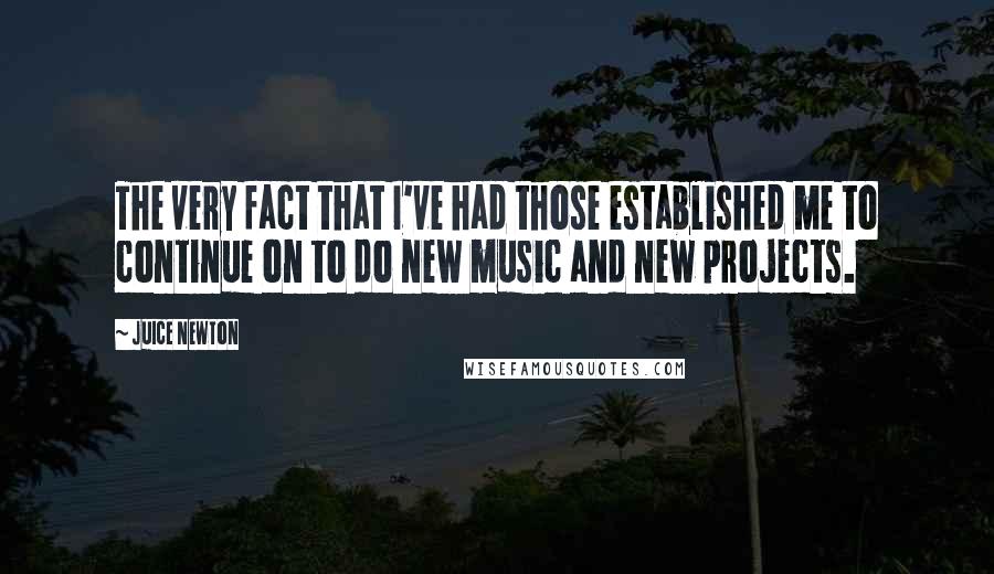 Juice Newton Quotes: The very fact that I've had those established me to continue on to do new music and new projects.