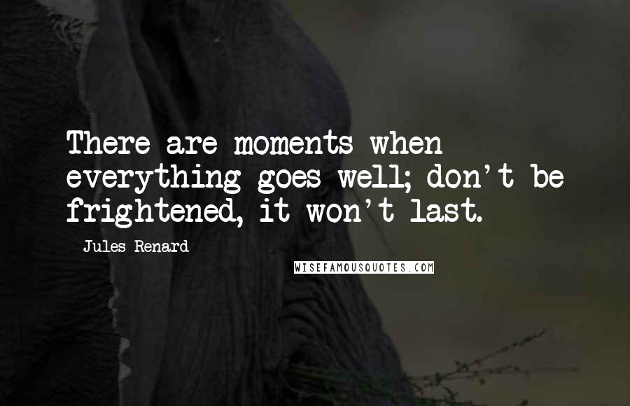 Jules Renard Quotes: There are moments when everything goes well; don't be frightened, it won't last.