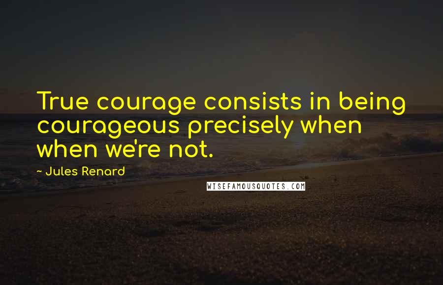 Jules Renard Quotes: True courage consists in being courageous precisely when when we're not.