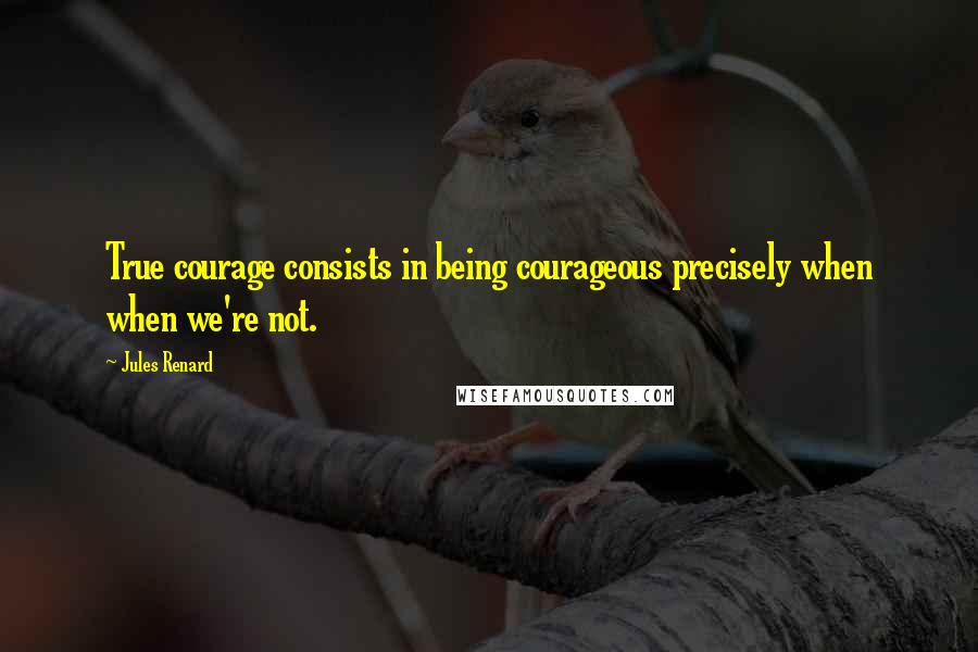 Jules Renard Quotes: True courage consists in being courageous precisely when when we're not.