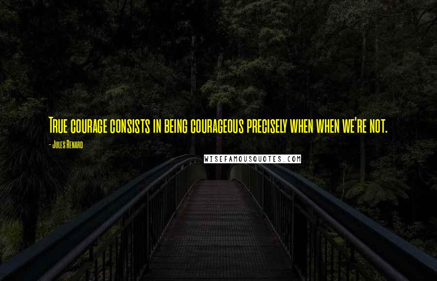 Jules Renard Quotes: True courage consists in being courageous precisely when when we're not.