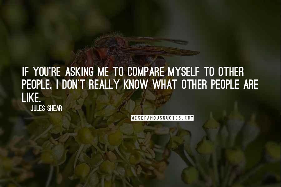 Jules Shear Quotes: If you're asking me to compare myself to other people, I don't really know what other people are like.