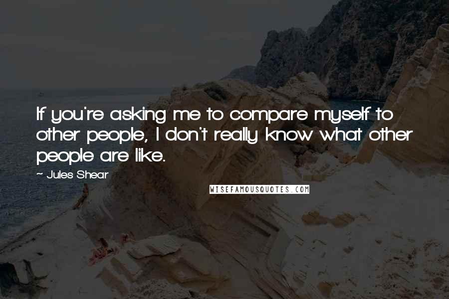 Jules Shear Quotes: If you're asking me to compare myself to other people, I don't really know what other people are like.