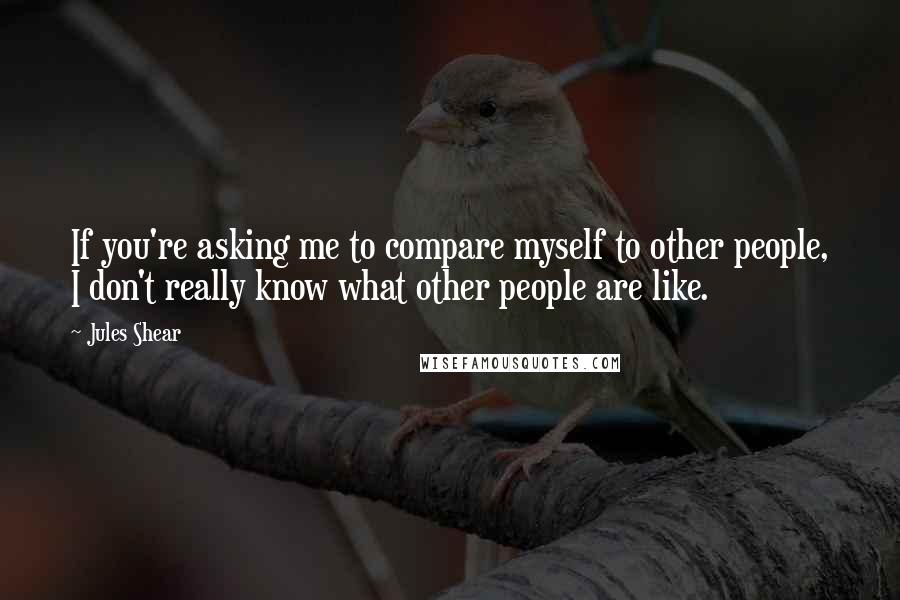 Jules Shear Quotes: If you're asking me to compare myself to other people, I don't really know what other people are like.