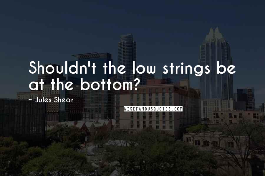 Jules Shear Quotes: Shouldn't the low strings be at the bottom?