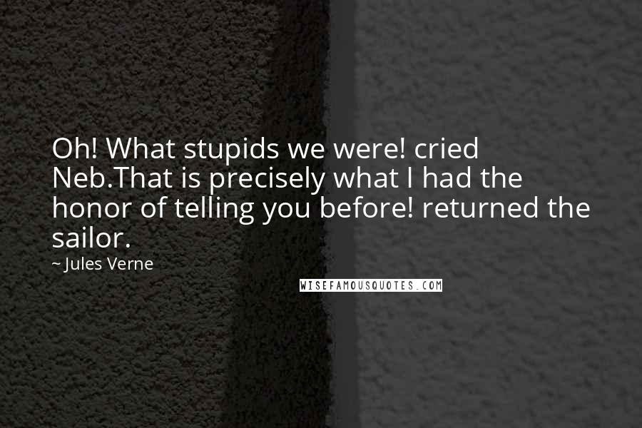 Jules Verne Quotes: Oh! What stupids we were! cried Neb.That is precisely what I had the honor of telling you before! returned the sailor.