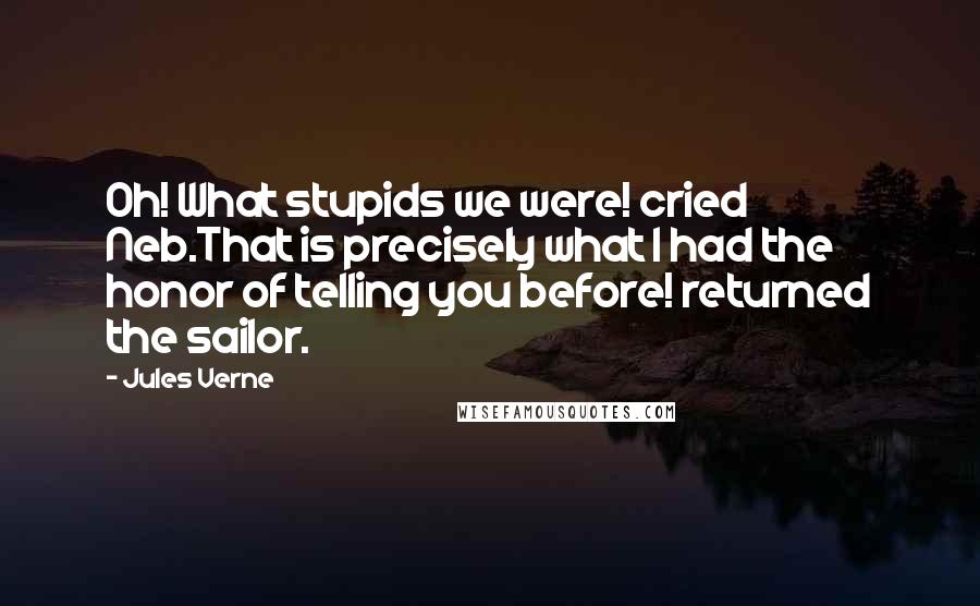 Jules Verne Quotes: Oh! What stupids we were! cried Neb.That is precisely what I had the honor of telling you before! returned the sailor.