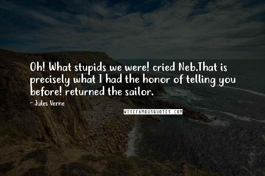 Jules Verne Quotes: Oh! What stupids we were! cried Neb.That is precisely what I had the honor of telling you before! returned the sailor.