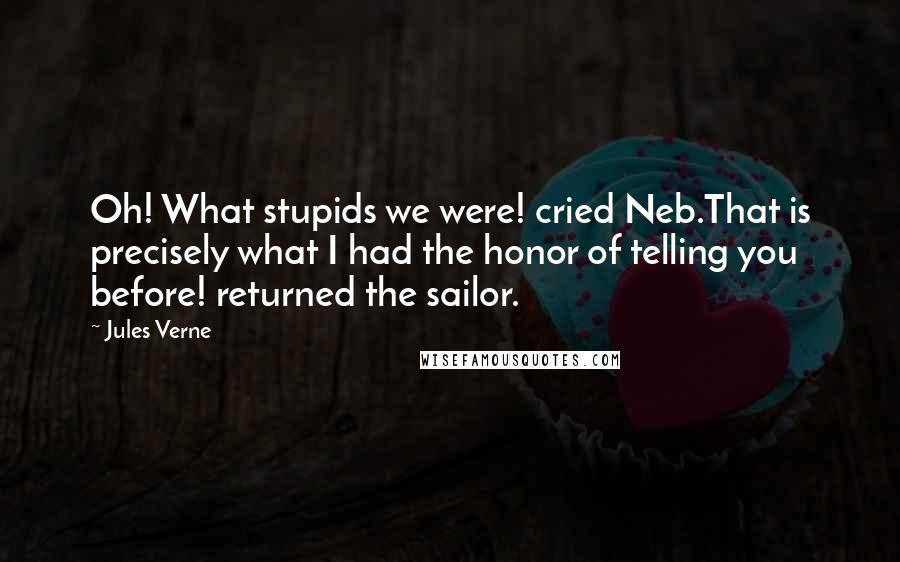 Jules Verne Quotes: Oh! What stupids we were! cried Neb.That is precisely what I had the honor of telling you before! returned the sailor.