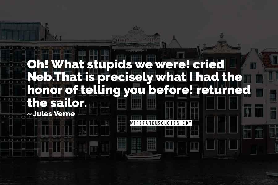 Jules Verne Quotes: Oh! What stupids we were! cried Neb.That is precisely what I had the honor of telling you before! returned the sailor.