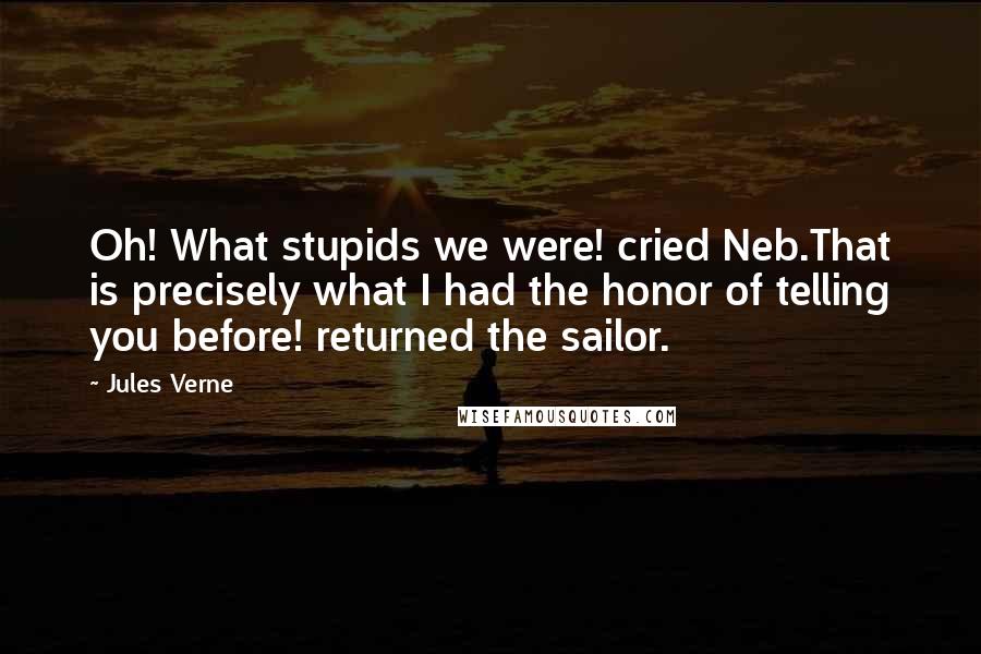 Jules Verne Quotes: Oh! What stupids we were! cried Neb.That is precisely what I had the honor of telling you before! returned the sailor.