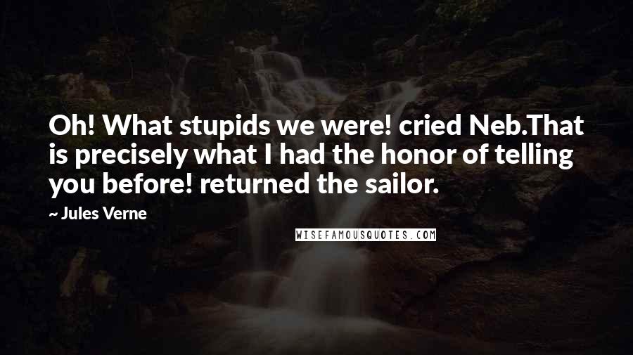 Jules Verne Quotes: Oh! What stupids we were! cried Neb.That is precisely what I had the honor of telling you before! returned the sailor.