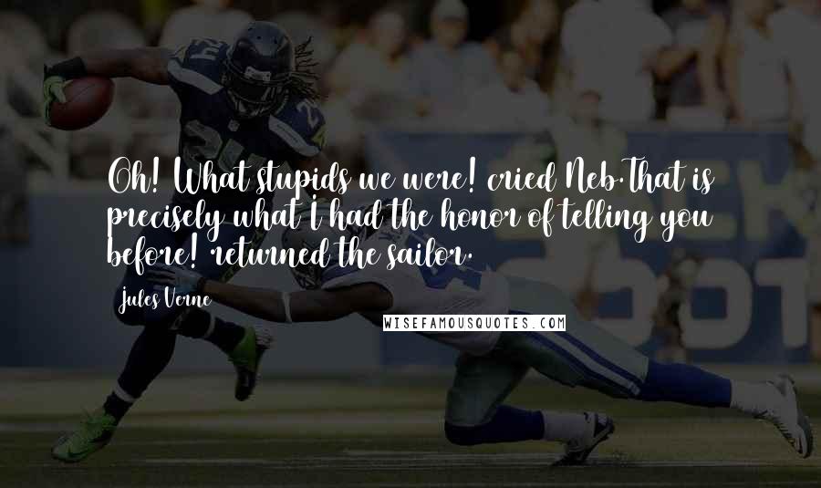 Jules Verne Quotes: Oh! What stupids we were! cried Neb.That is precisely what I had the honor of telling you before! returned the sailor.