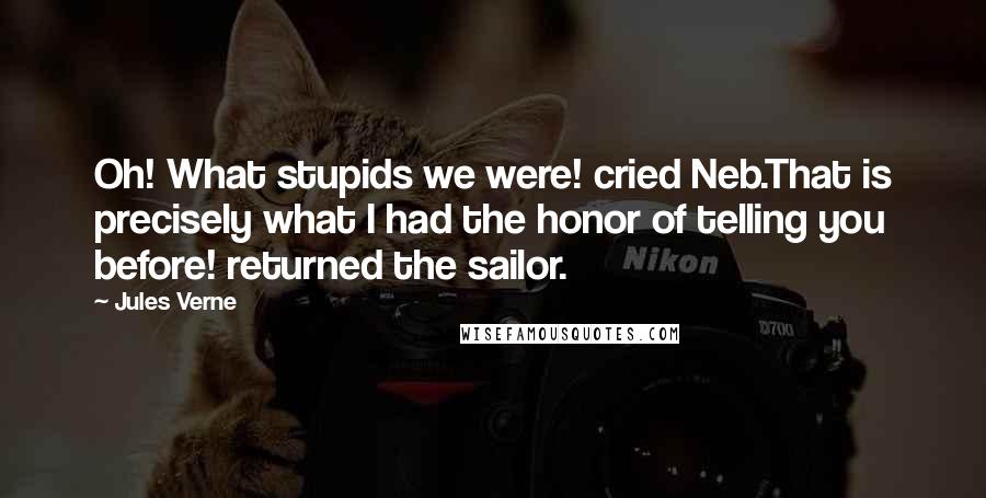 Jules Verne Quotes: Oh! What stupids we were! cried Neb.That is precisely what I had the honor of telling you before! returned the sailor.