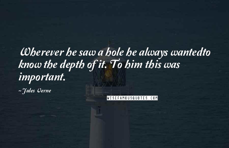 Jules Verne Quotes: Wherever he saw a hole he always wantedto know the depth of it. To him this was important.