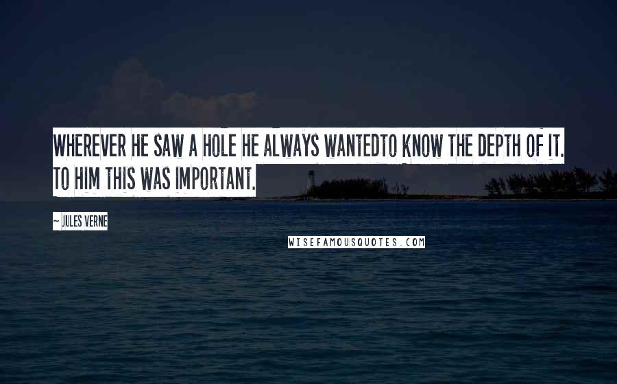 Jules Verne Quotes: Wherever he saw a hole he always wantedto know the depth of it. To him this was important.
