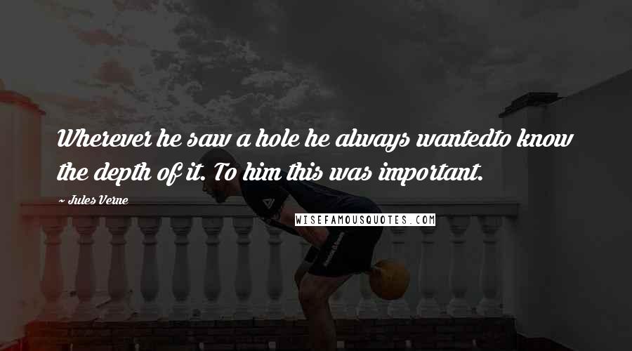 Jules Verne Quotes: Wherever he saw a hole he always wantedto know the depth of it. To him this was important.