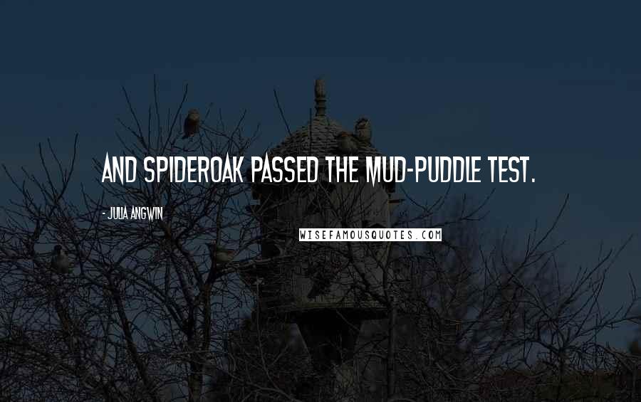 Julia Angwin Quotes: And SpiderOak passed the mud-puddle test.