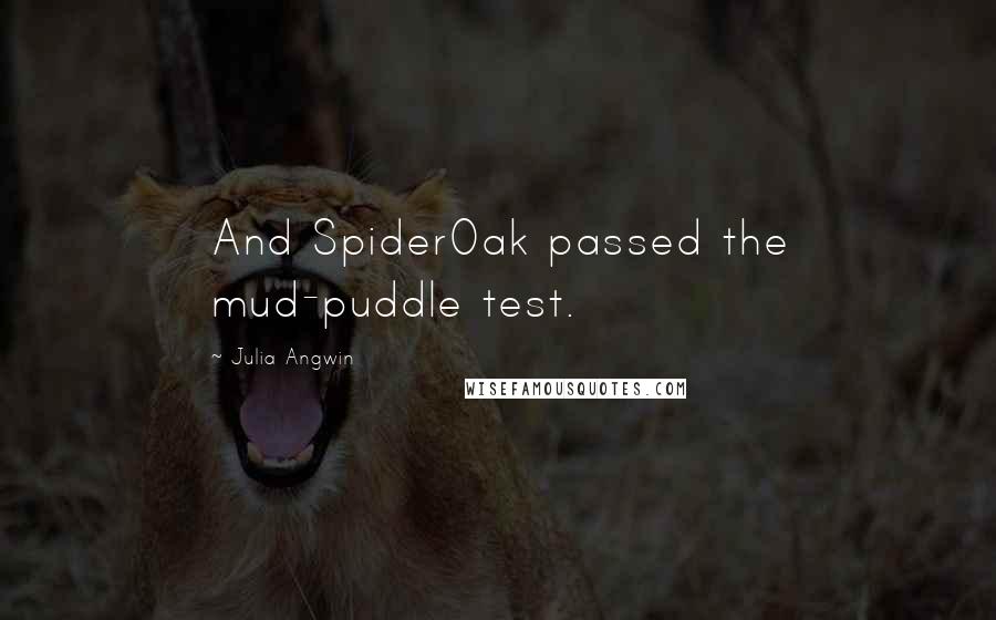 Julia Angwin Quotes: And SpiderOak passed the mud-puddle test.