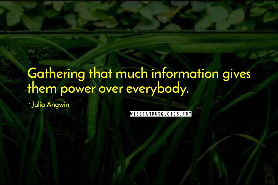 Julia Angwin Quotes: Gathering that much information gives them power over everybody.