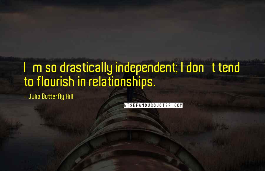 Julia Butterfly Hill Quotes: I'm so drastically independent; I don't tend to flourish in relationships.