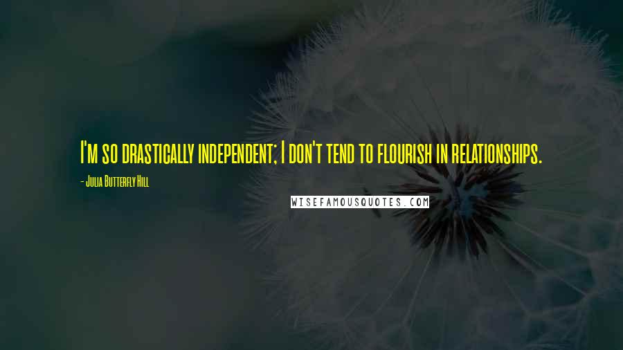 Julia Butterfly Hill Quotes: I'm so drastically independent; I don't tend to flourish in relationships.