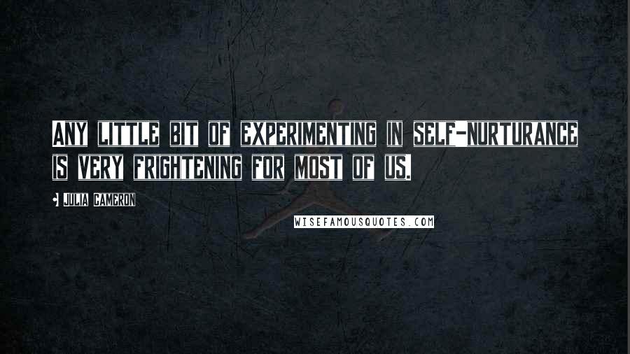 Julia Cameron Quotes: Any little bit of experimenting in self-nurturance is very frightening for most of us.