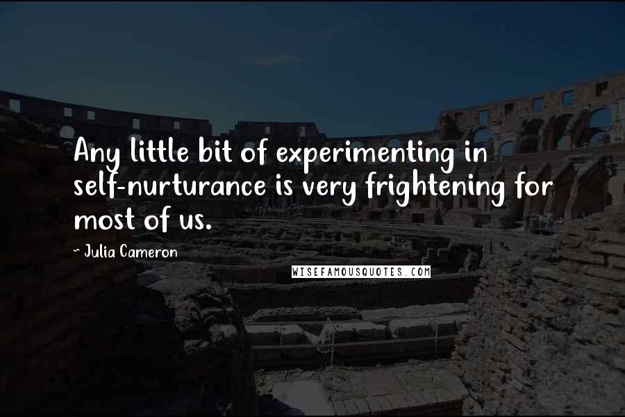 Julia Cameron Quotes: Any little bit of experimenting in self-nurturance is very frightening for most of us.