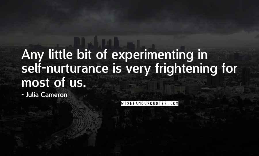 Julia Cameron Quotes: Any little bit of experimenting in self-nurturance is very frightening for most of us.