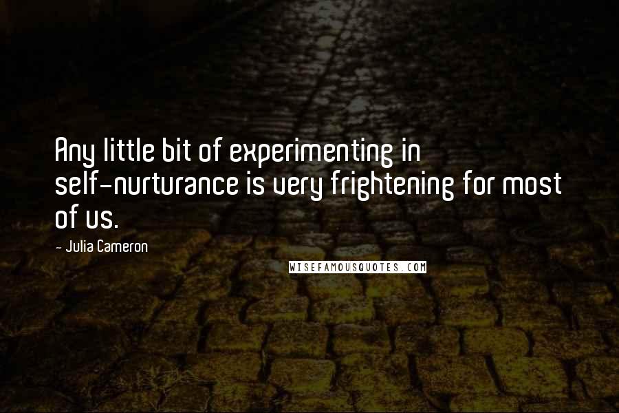 Julia Cameron Quotes: Any little bit of experimenting in self-nurturance is very frightening for most of us.