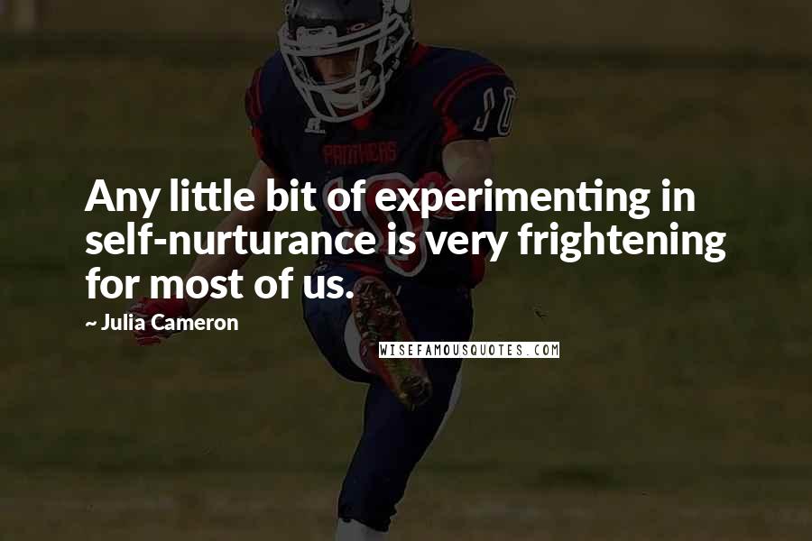 Julia Cameron Quotes: Any little bit of experimenting in self-nurturance is very frightening for most of us.