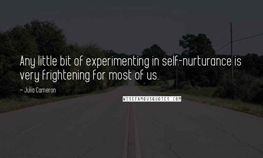 Julia Cameron Quotes: Any little bit of experimenting in self-nurturance is very frightening for most of us.