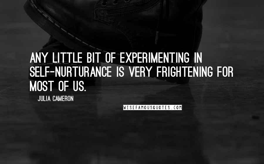 Julia Cameron Quotes: Any little bit of experimenting in self-nurturance is very frightening for most of us.