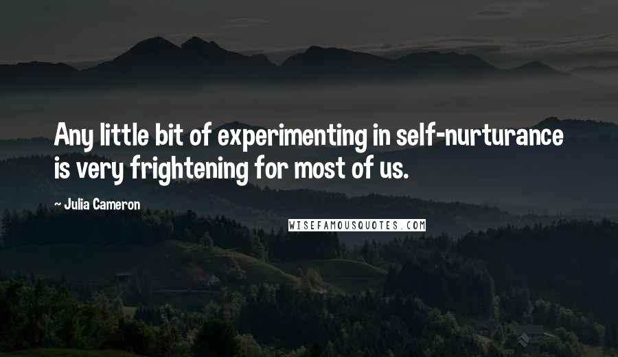 Julia Cameron Quotes: Any little bit of experimenting in self-nurturance is very frightening for most of us.