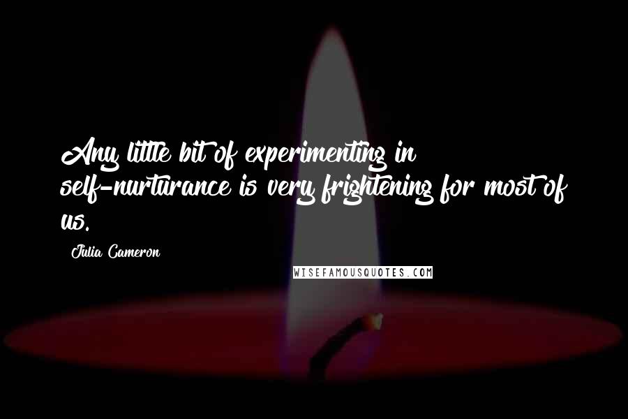 Julia Cameron Quotes: Any little bit of experimenting in self-nurturance is very frightening for most of us.