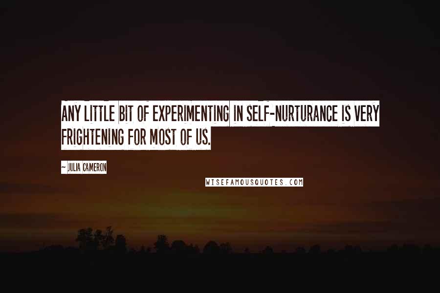 Julia Cameron Quotes: Any little bit of experimenting in self-nurturance is very frightening for most of us.