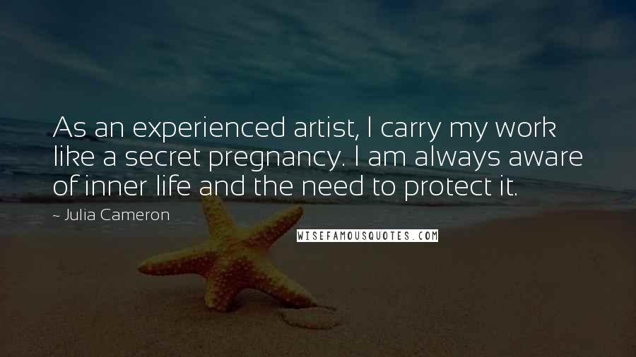 Julia Cameron Quotes: As an experienced artist, I carry my work like a secret pregnancy. I am always aware of inner life and the need to protect it.