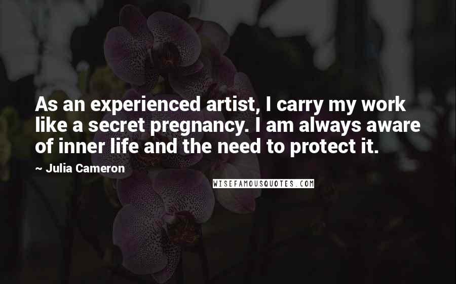 Julia Cameron Quotes: As an experienced artist, I carry my work like a secret pregnancy. I am always aware of inner life and the need to protect it.