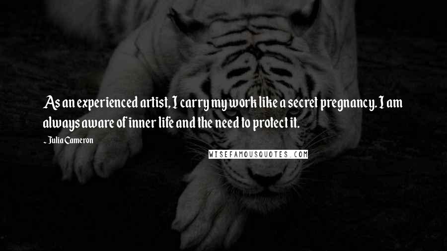 Julia Cameron Quotes: As an experienced artist, I carry my work like a secret pregnancy. I am always aware of inner life and the need to protect it.